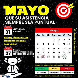 calendario de asistencia de mayo